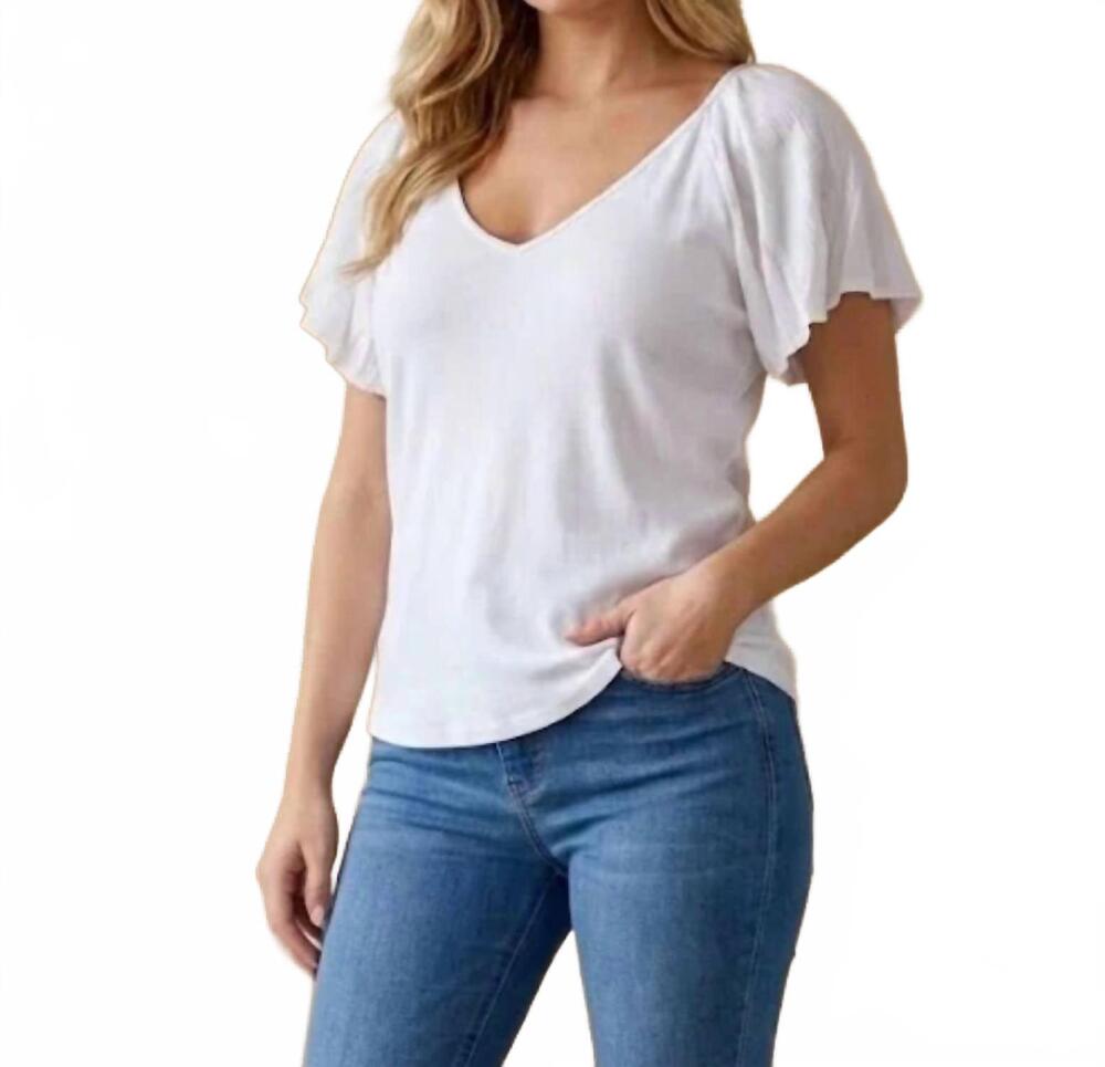 NEW MAVEN WEST short sleeve mixed media top in optic white